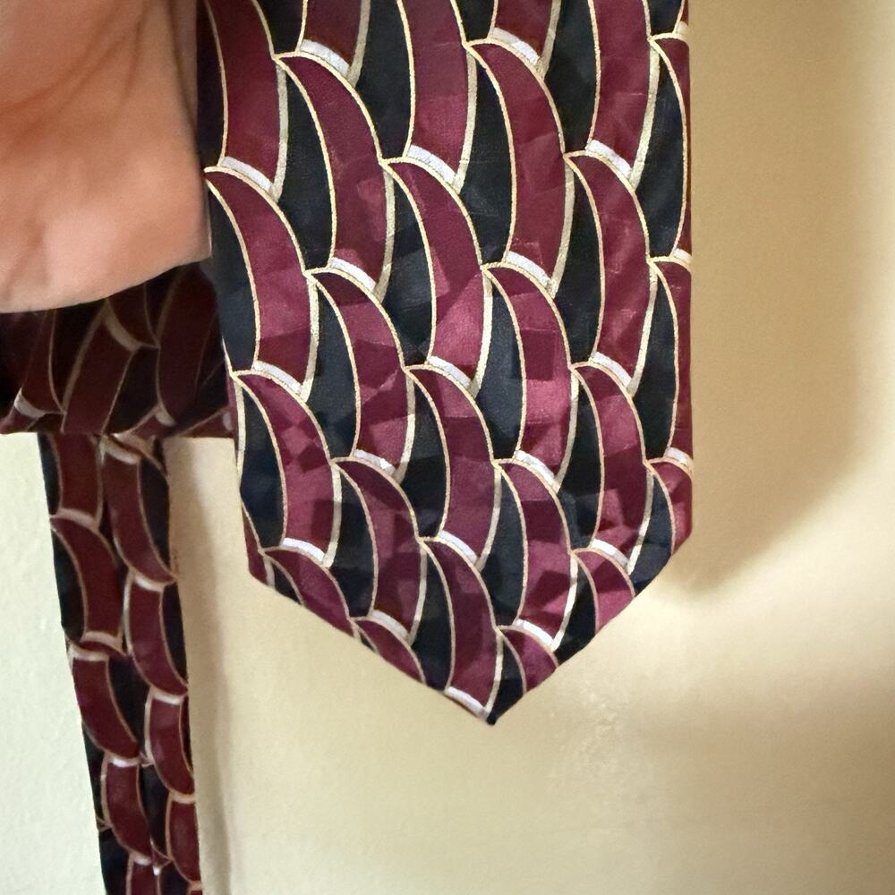 90s Wall Street Dark Academia Eclectic Grandpa VTG Geometric Silk Necktie USA